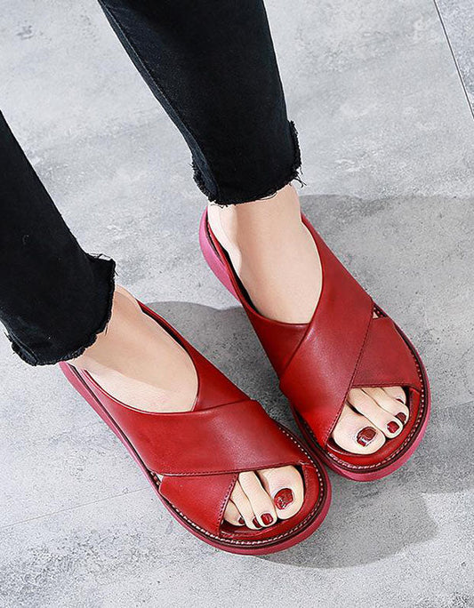 [Clearance]Summer Cross Strap Wedge Slippers 38
