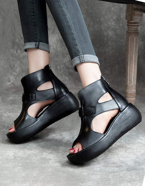 Summer Cut-out Fish Toe Wedge Sandals