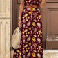 Fashion Elegant Print Slit Without Belt V Neck A Line Dresses(7 Colors)