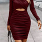 Elegant Solid Hollowed Out Fold O Neck Irregular Dress Dresses(6 Colors)