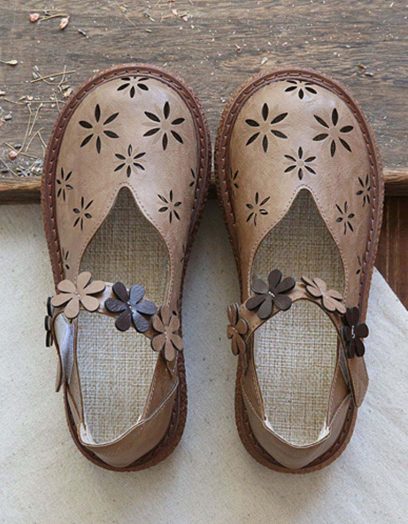 Retro Leather Thick Bottom Comfortable Sandals