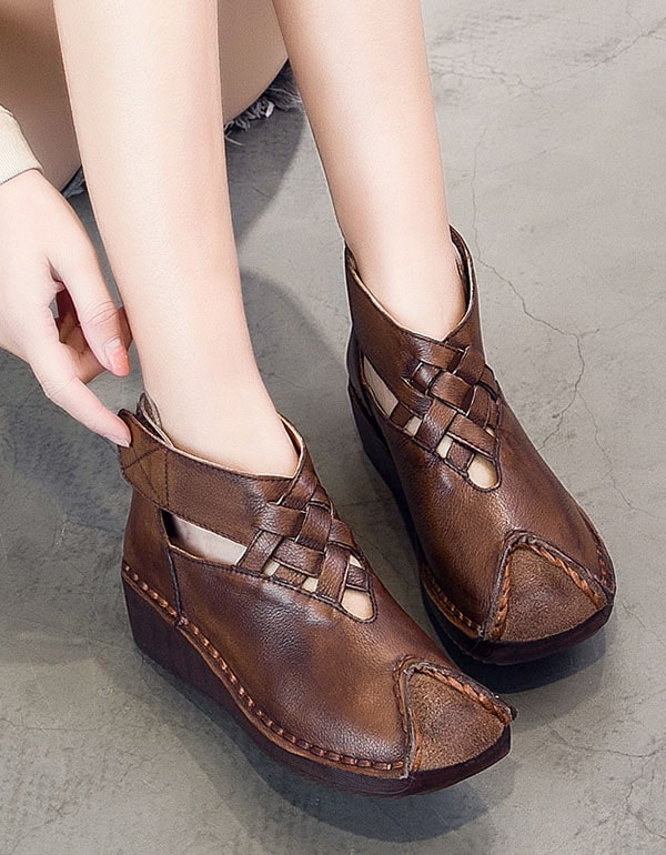 Spring Leather Thick-soled Comfortable Ethnic Shoes