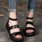Summer Comfortable Wedge Strap Sandals Black