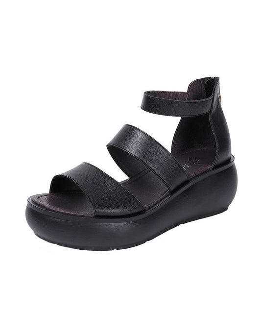 Summer Comfortable Wedge Strap Sandals Black