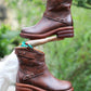 Retro Leather Women's Cowboy Short Boots