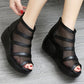 Summer Mesh Fish-toe Ankle Wedge Sandals