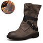 Retro Leather Mid-tube Motorcycle Belt Buckle Boots