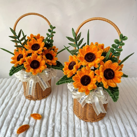 Double-Layer Sunflower Bouquet Twist Stick - Large Petal Handcrafted