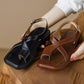 Square Toe Cross-strap Flat Sandals Slingback 35-41