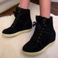 Women's Lace-up Wedge Heel Boots**