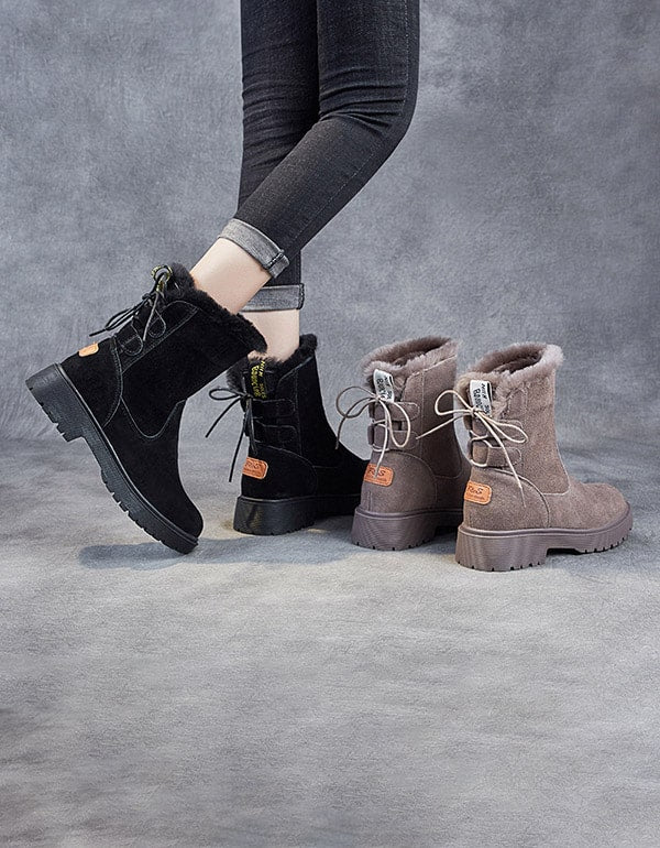 Suede Mid-tube Thick Heeled Winter Boots
