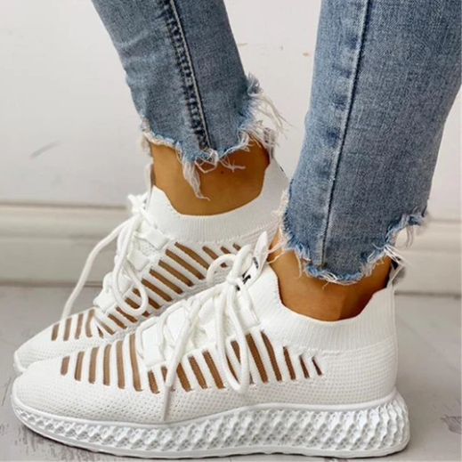 Women's Net Surface Breathable Lace-Up Hollow Out Sneakers