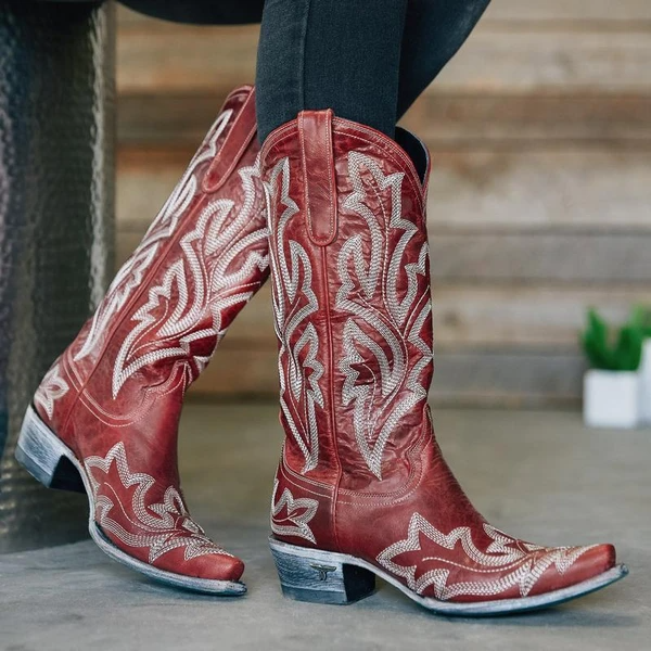 *Women's Embroidered Boots Riding Boots Western Boots - Veooy