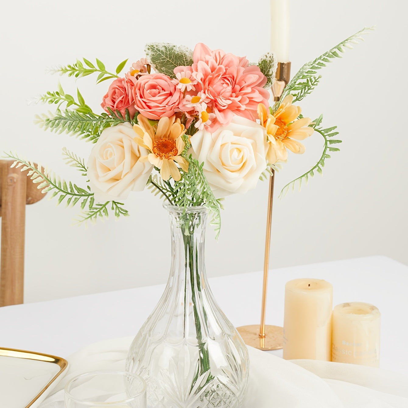 1 Set, Artificial Flowers DIY Plastic Artificial Flowers Stem, Fake Flower Plant Wedding Decor