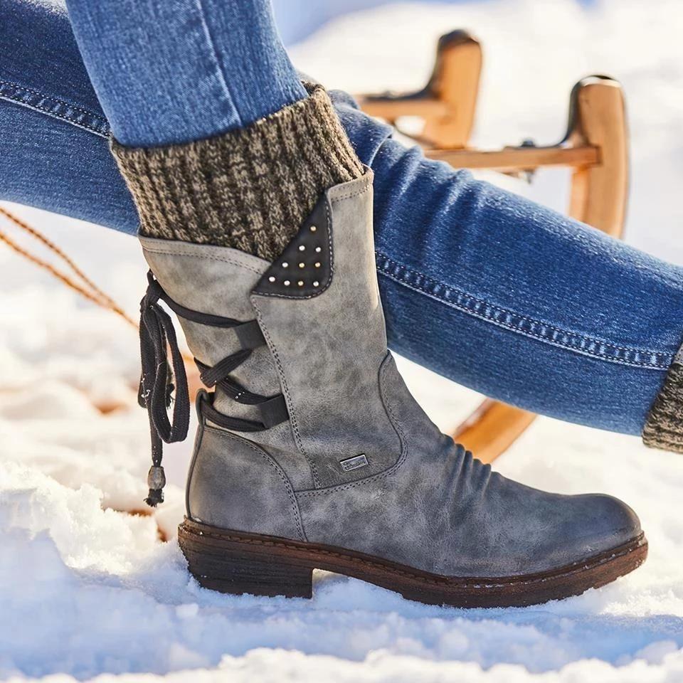 Women's Warm Back Lace-Up Winter Snow Boots *