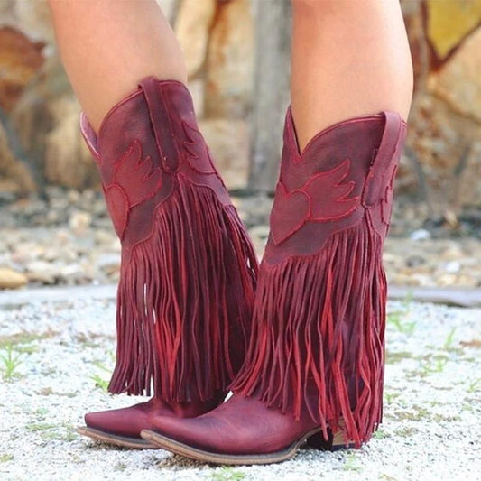 Casual Suede Low Heel All Season Fringed Boots - Veooy