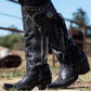 Women Vintage Tassel Western Boots With Zipper *