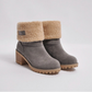Female Winter Shoes Fur Warm Snow Boots Square Heels Ankle Boots - Veooy