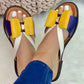 Women Casual Pu Color-Blocking Bowknot Flat Sandals *