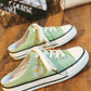 Flat Heel Lace-Up Holiday Daisy Canvas Sneakers * - Veooy