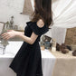Cold Shoulder Belted Black Dress