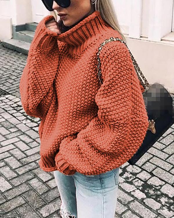 New Fashion High collar Long Sleeve Knit Sweaters