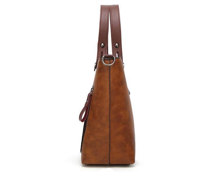 Cera - Double Front Pocket Vintage Tote Handbag - Veooy