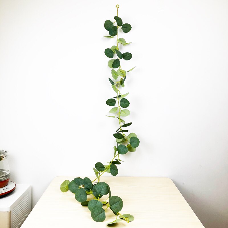 (2 PCS) 150cm Wall Hanging Rattan Artificial Eucalyptus Plants Vine Silk Leaves - Veooy