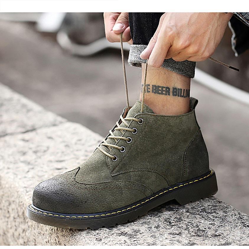 Men Lace-Up Mid-calf Boots - veooy