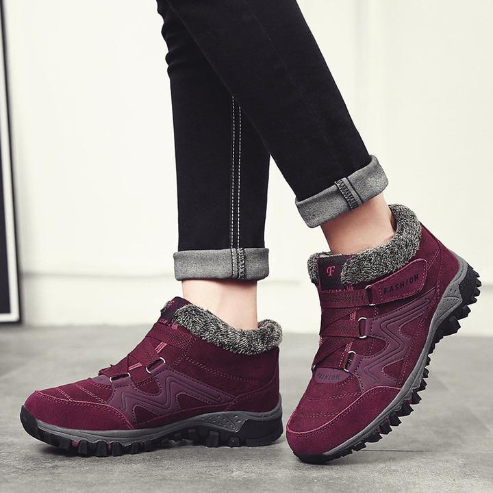 Women Comfy Warm Suede Hook Loop Ankle Boots - veooy