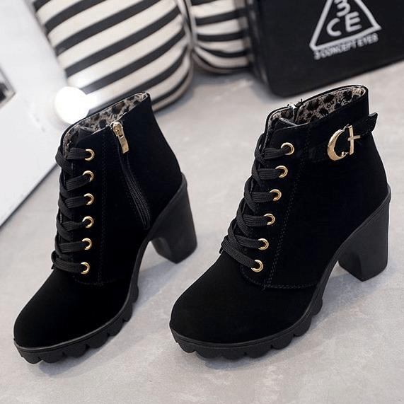 Women's Lace-up Pumps Boots - veooy