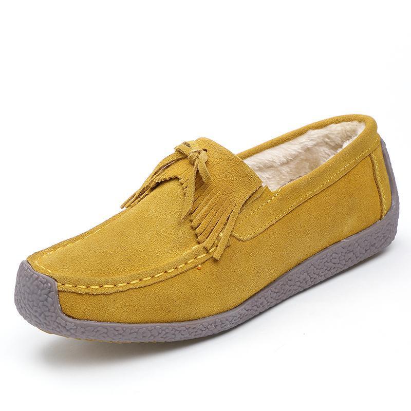 Women's Leather British Tassel Flat Casual Shoes - veooy