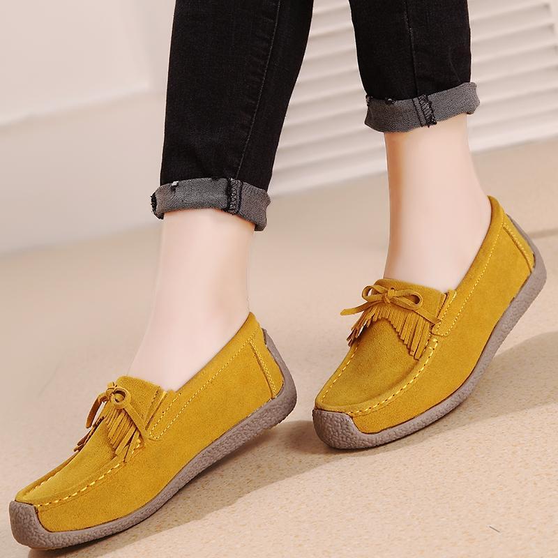 Women's Leather British Tassel Flat Casual Shoes - veooy