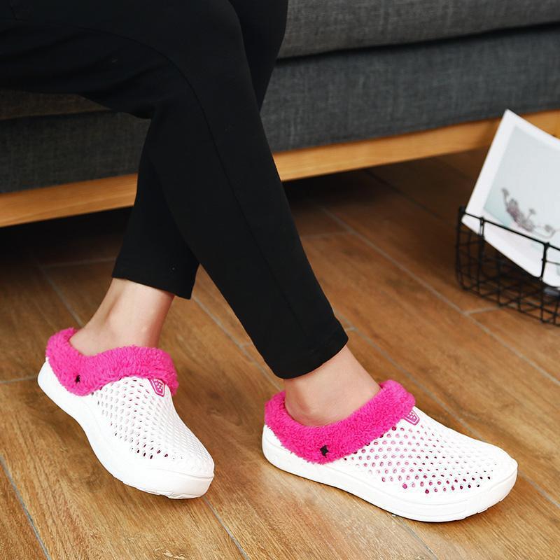 Women Lightweight Breathable Cotton Plush Lining Slip-on Walking Shoes - veooy