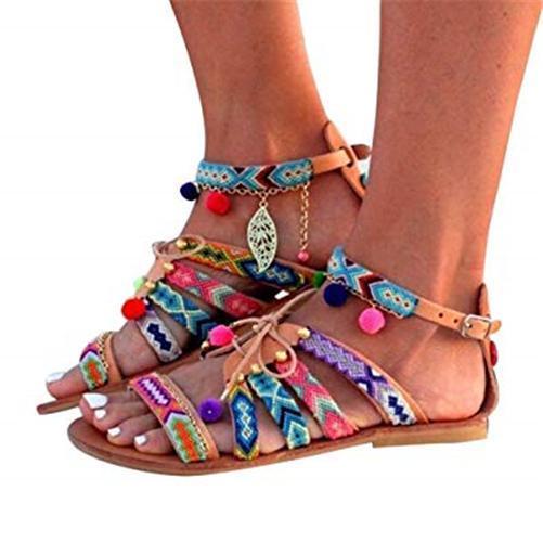 Women Bohemia Sandals Flats - veooy