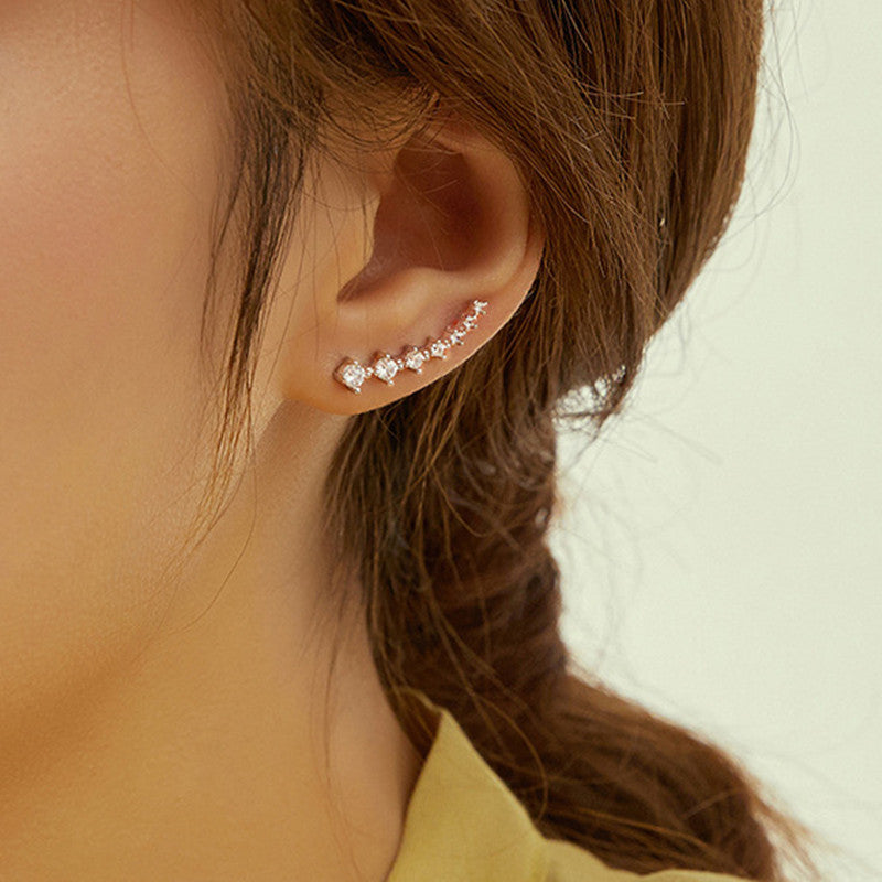 Simple Style Geometric Alloy Plating Metal Artificial Gemstones Ear Studs