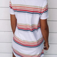 Casual Striped Character Print Contrast O Neck Short Sleeve Dress Dresses