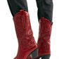 Plus Size Retro Women Pattern PU Western Embroidered Chunky Heel Mid-calf Cowboy Boots *