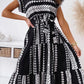Fashion Elegant Print Split Joint O Neck A Line Dresses