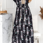 Fashion Elegant Print Tassel Split Joint V Neck A Line Dresses