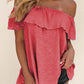 Fashion Casual Solid Split Joint Off the Shoulder T-Shirts(7 colors)