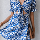 Fashion Elegant Floral Hollowed Out Strap Design V Neck A Line Dresses