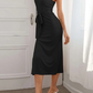 Fashion Elegant Solid With Belt Strapless Wrapped Skirt Dresses