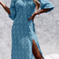 Fashion Elegant Polka Dot Frenulum Slit Off the Shoulder Dresses
