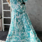 Fashion Sweet Print Split Joint V Neck Princess Dresses(4 colors)