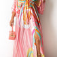 Fashion Elegant Print Split Joint V Neck A Line Dresses(5 colors)
