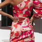 Fashion Street Print Hollowed Out One Shoulder Irregular Dresses