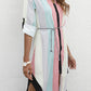 Fashion Street Print Turndown Collar Irregular Dresses(3 Colors)
