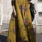 Fashion Vintage Print Turndown Collar A Line Dresses(4 Colors)