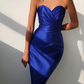 Celebrities Elegant Solid Split Joint Fold Strapless Evening Dress Dresses - Veooy